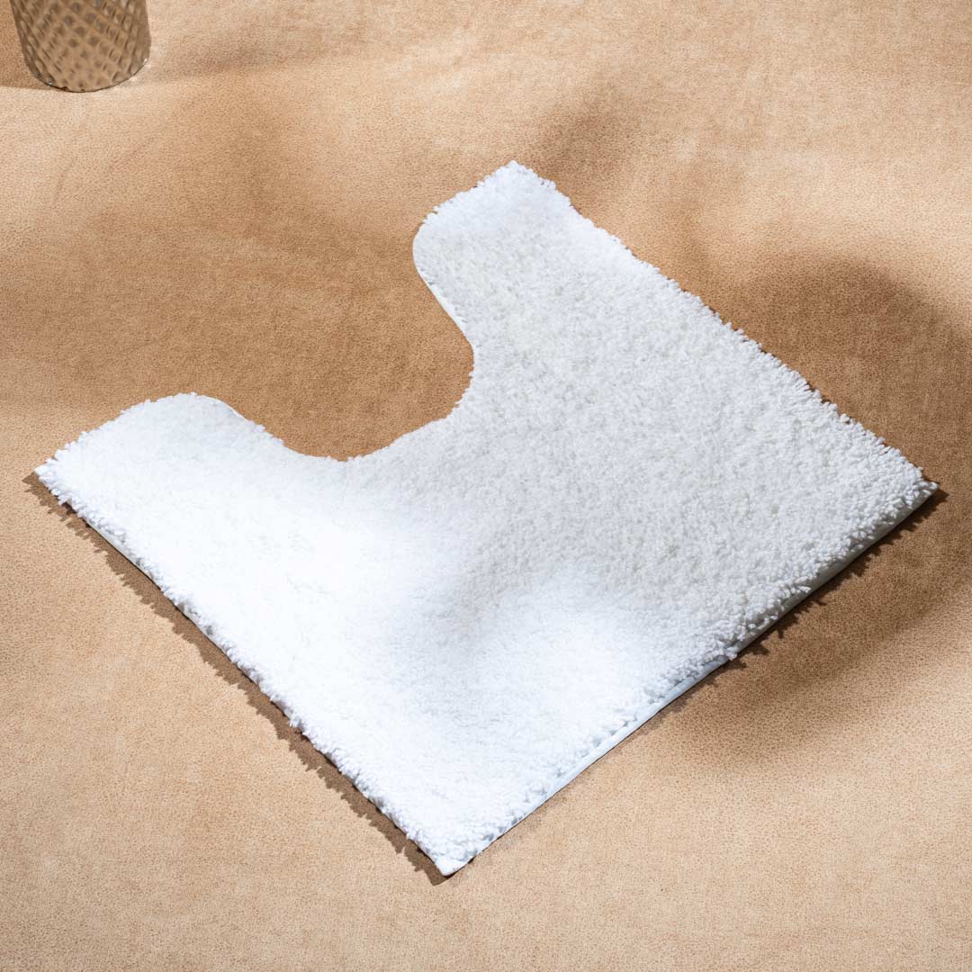 Soft Absorbent U-Shaped Pedestal Bath Mat - White