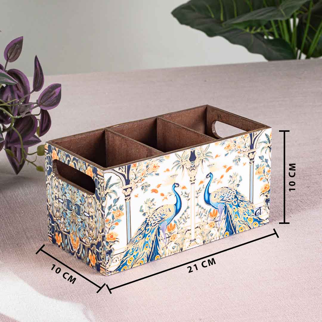 Premium Peacock Mdf Cutlery Holder Design One 8X4X4 Inch