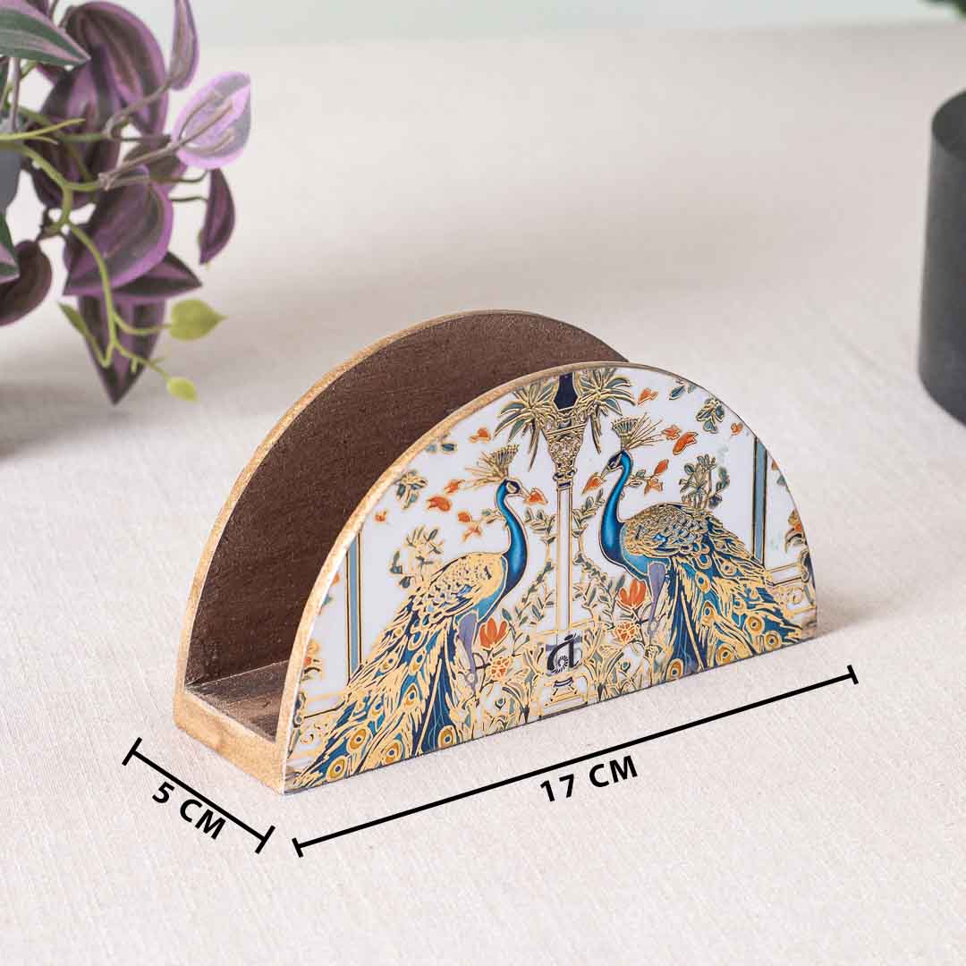 Premium Peacock Mdf Napkin Holder Half Round Design One 6.5X2X3.5 Inch