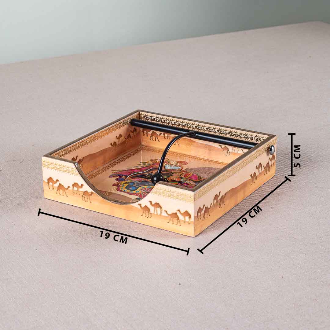 Premium Abstract Rajasthani Square Mdf Tissue Holder Design Eight 7.5 IN Square
