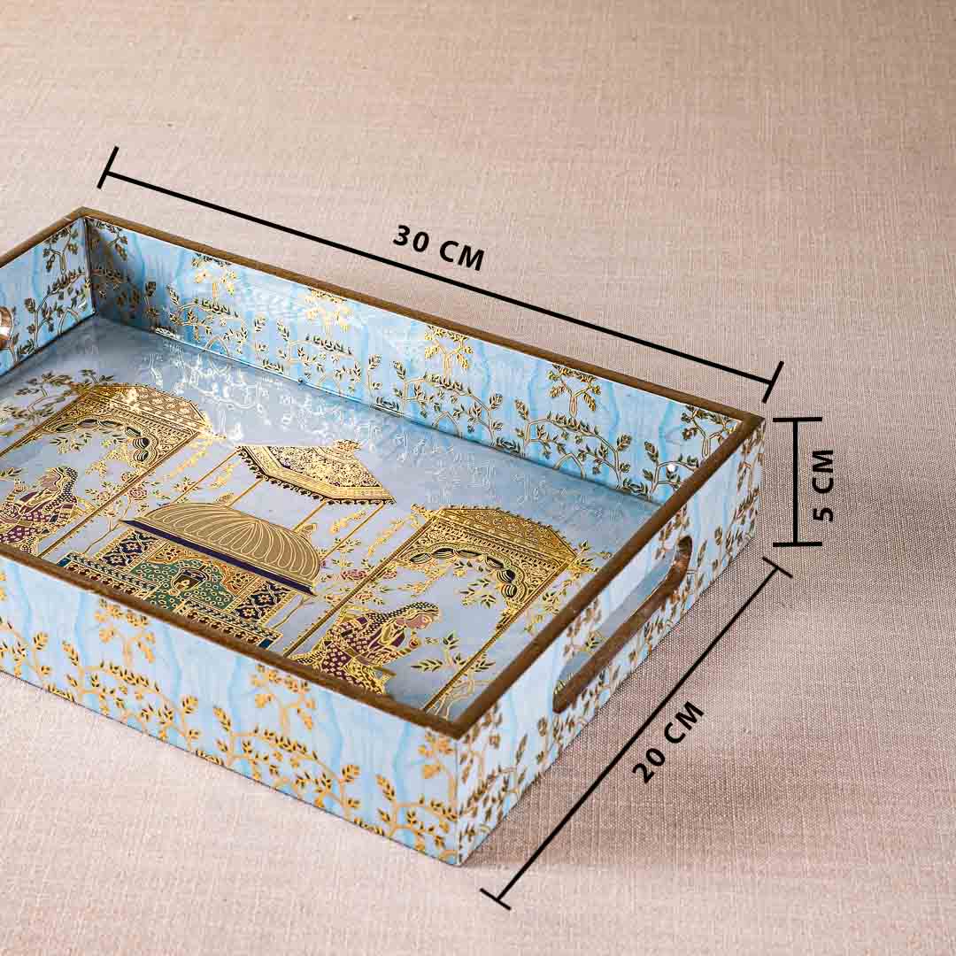 Premium Moghal Rectangle Mdf Tray Design Two 8X12X2 Inch