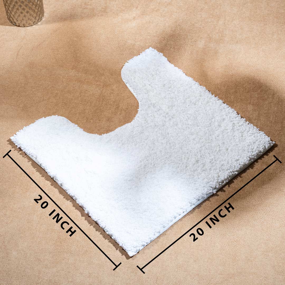 Soft Absorbent U-Shaped Pedestal Bath Mat - White