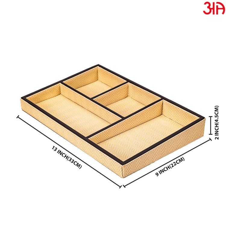 Beige Organizer Tray ( 4 Pockets ) (33x22x4.5)-CM