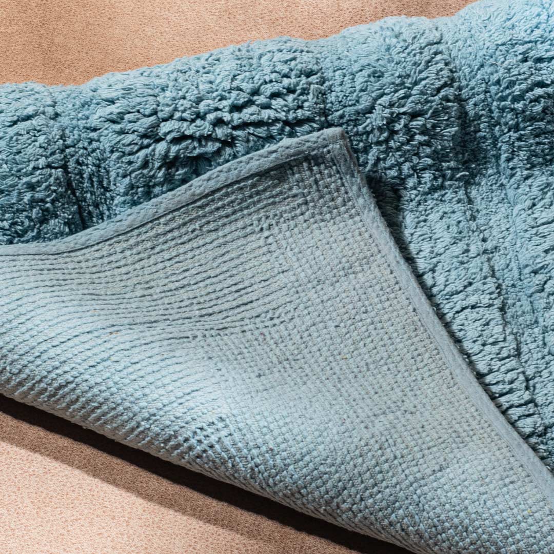 Soft Absorbent U-Shaped Pedestal Bath Mat & Rectangle Bath mat (2pc Set) - SKY