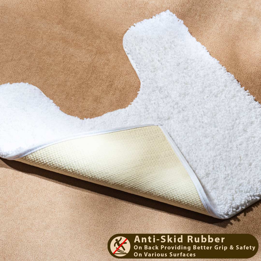 Soft Absorbent U-Shaped Pedestal Bath Mat - White