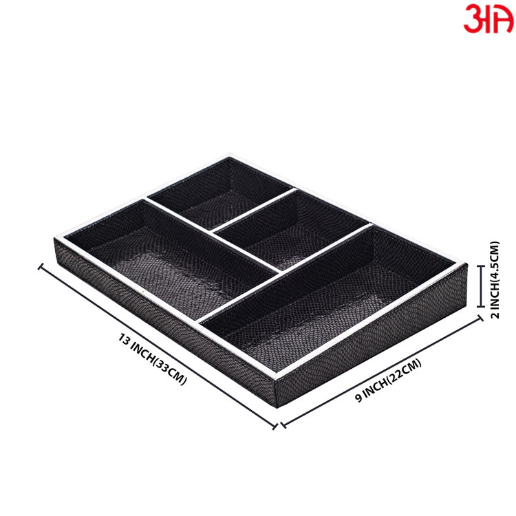 Black Organizer Tray ( 4 Pockets ) (33x22x4.5)-CM