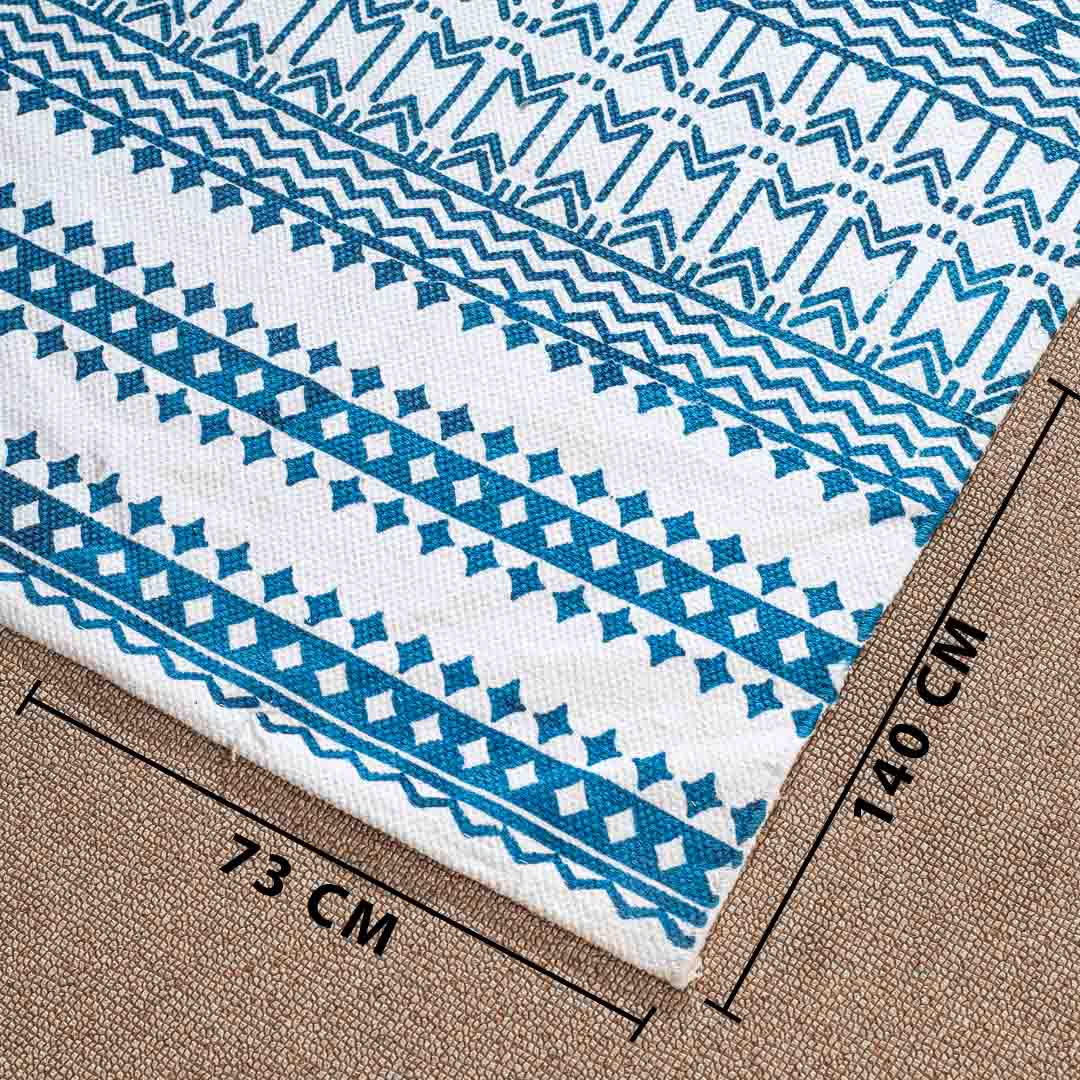 Premium Blue- White Rug Design Two 74x144 cm