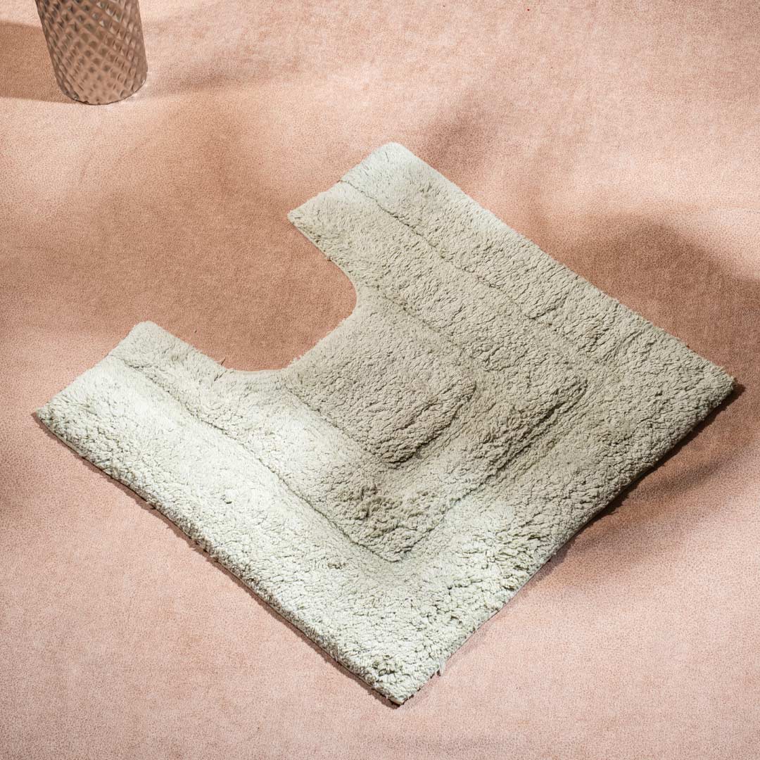 Soft Absorbent U-Shaped Pedestal Bath Mat & Rectangle Bath mat (2pc Set) - GREEN