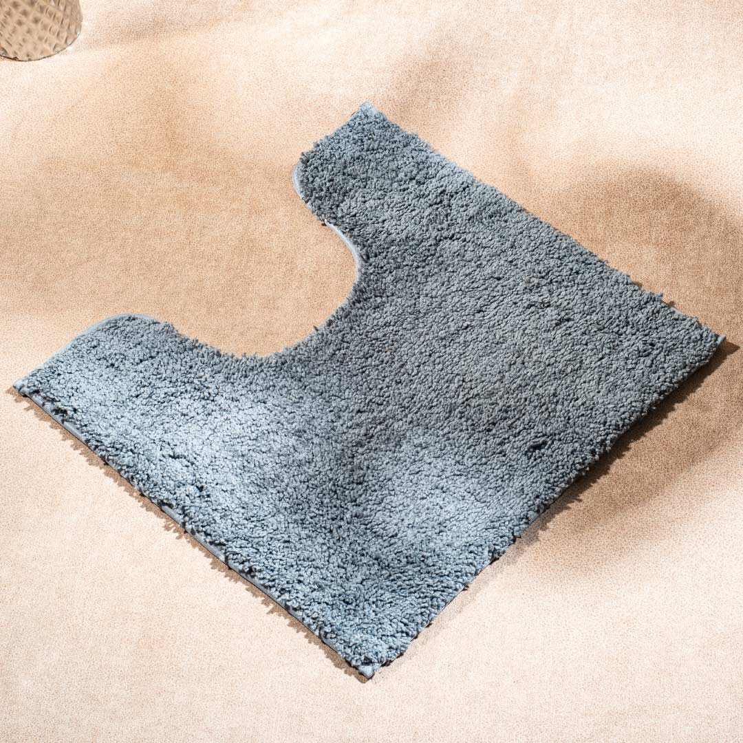 Soft Absorbent U-Shaped Pedestal Bath Mat - Grey