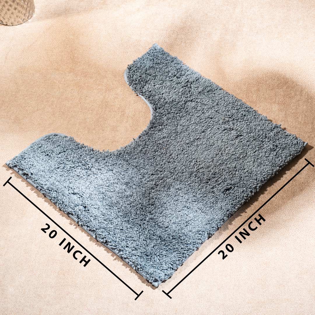 Soft Absorbent U-Shaped Pedestal Bath Mat - Grey