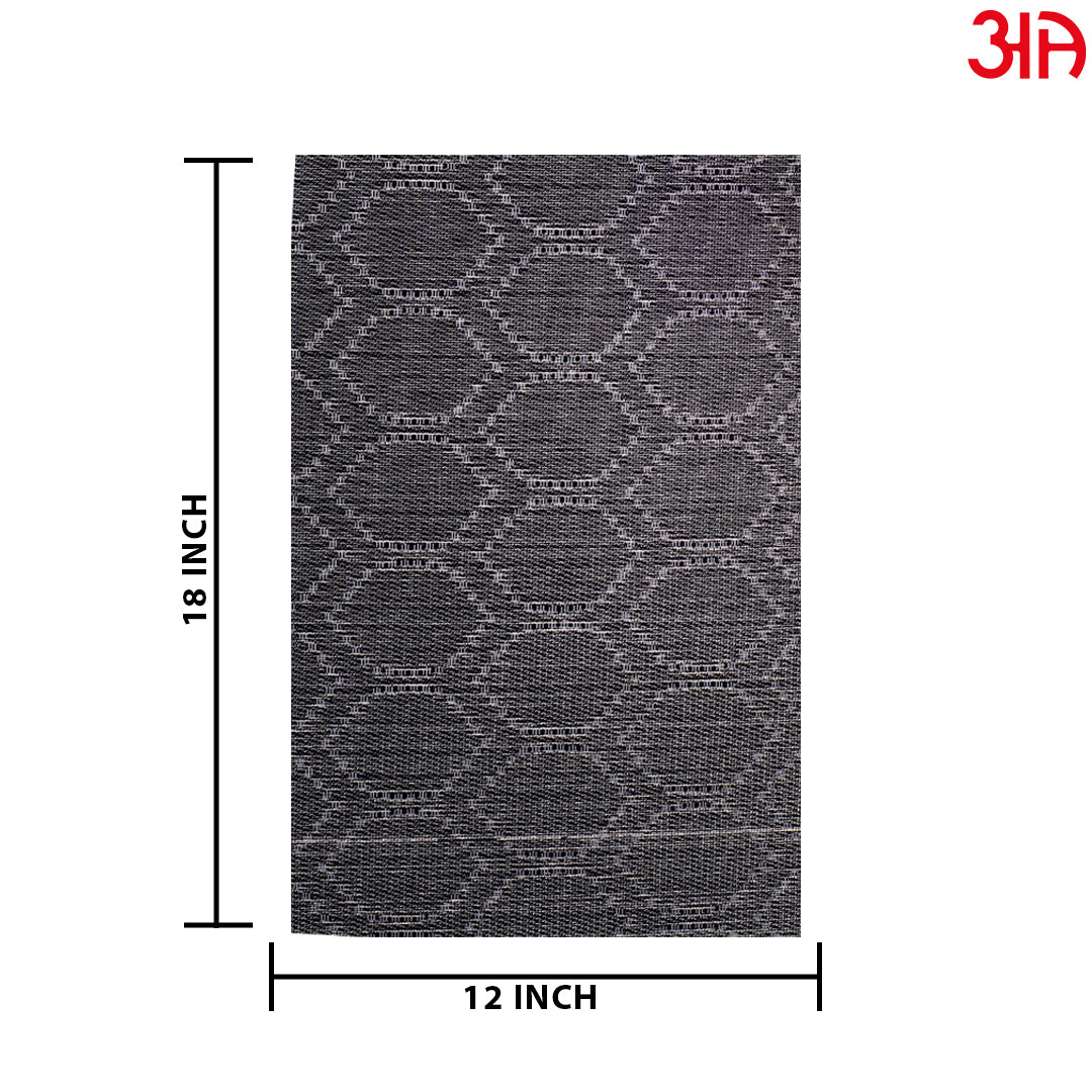Black Honeycomb Pvc Table Mat (2Pcs Set) (12x18) Inch
