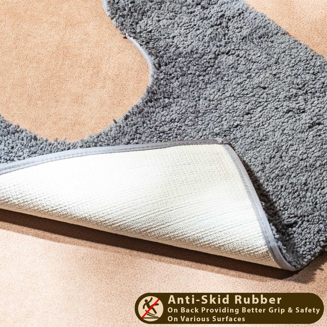 Soft Absorbent U-Shaped Pedestal Bath Mat - Grey