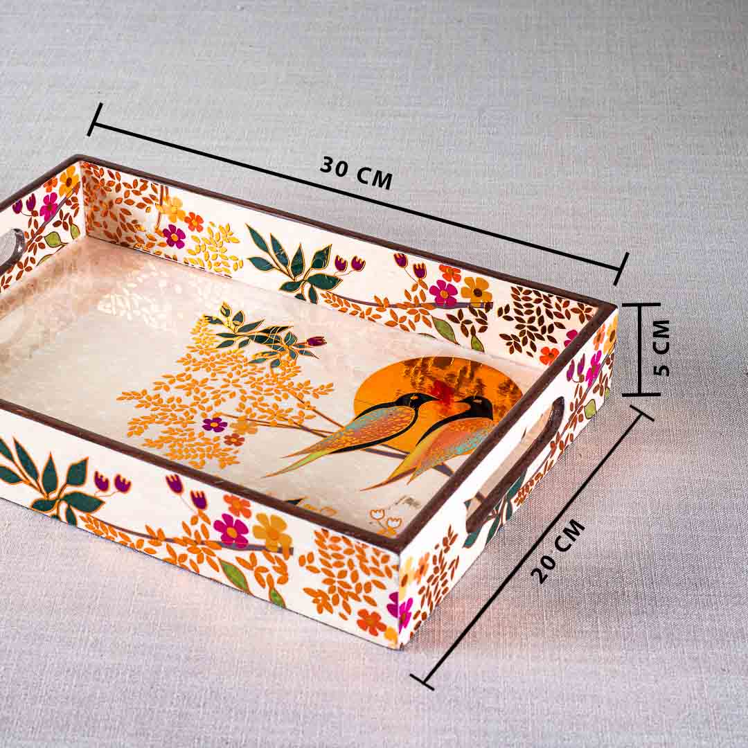 Premium Love Bird Rectangle Mdf Tray Design Nine 8X12X2 Inch