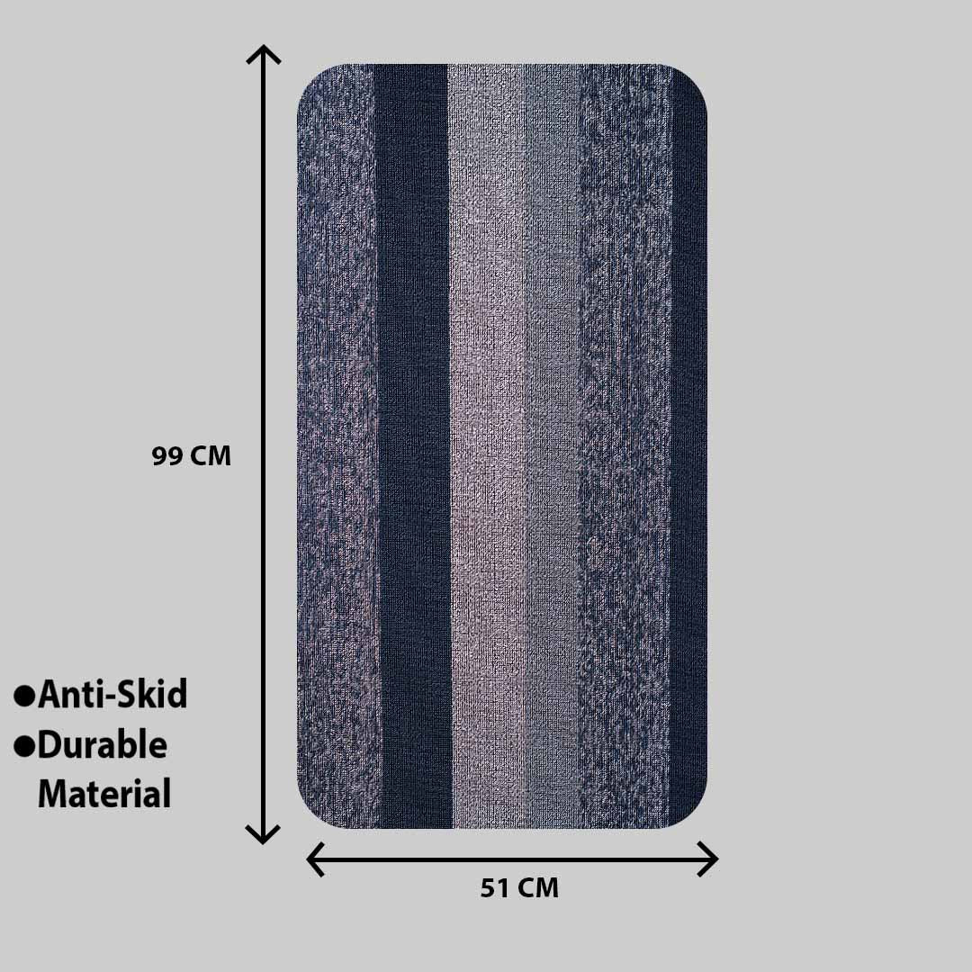 Blue Hoopla stripe Pvc Front Anti Skid Mat (51x99) CM