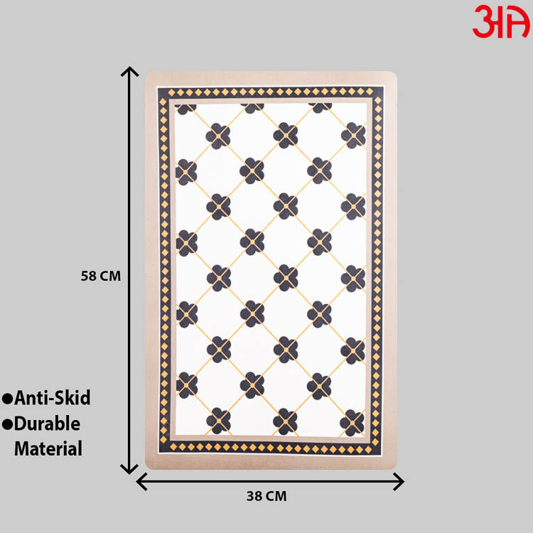 The Crossed Flower Rubber Anti Skid Water Absorbent Mat (38x58) CM