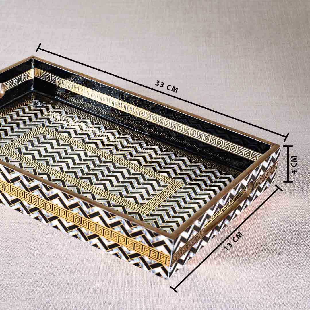 Premium Veda Weave Rectangle Mdf Tray Design Ten 13X5X1.5 Inch