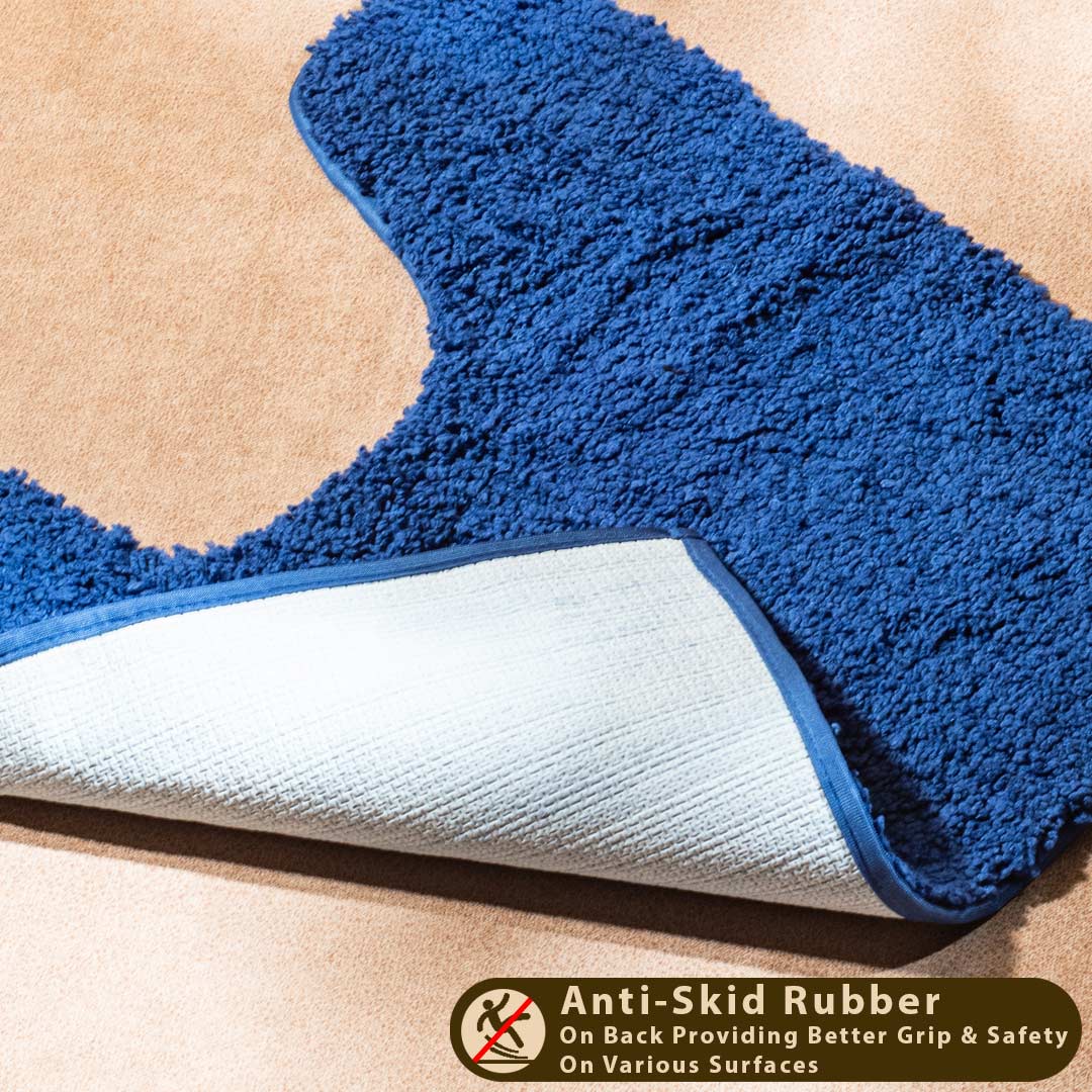 Soft Absorbent U-Shaped Pedestal Bath Mat - Navy