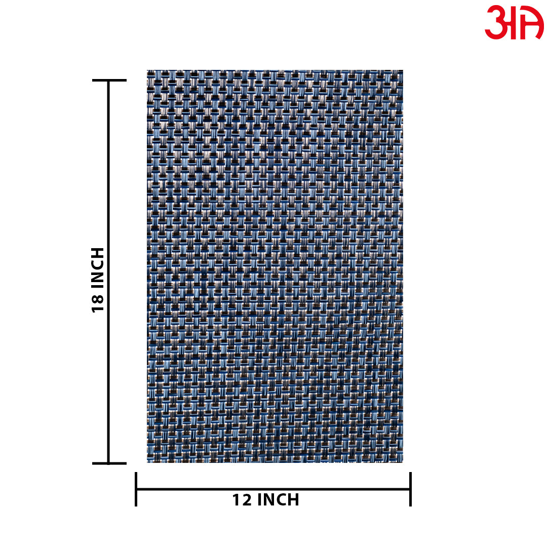 Blue And Silver Pvc Table Mat (2Pcs Set) (12x18) Inch