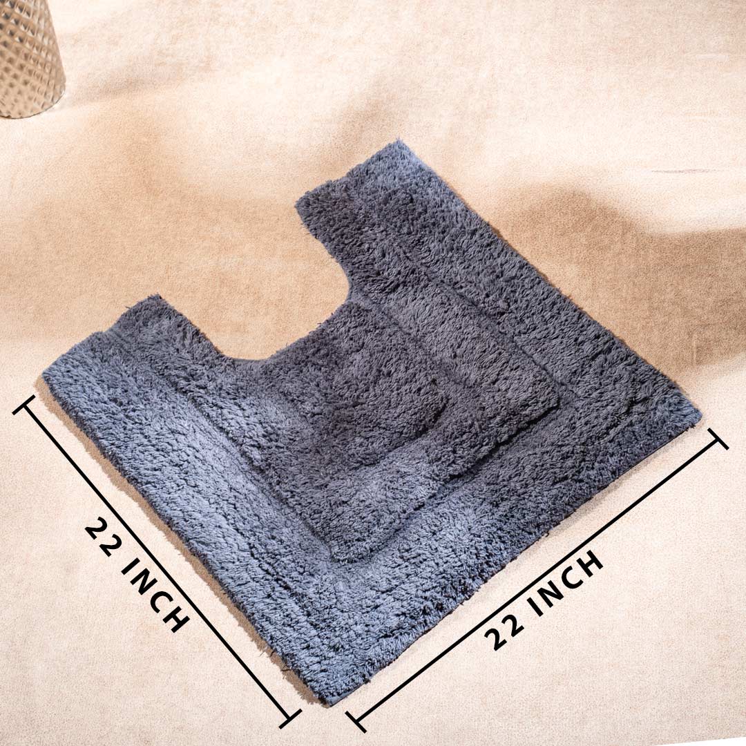Soft Absorbent U-Shaped Pedestal Bath Mat & Rectangle Bath mat (2pc Set) - GRAPHITE GREY