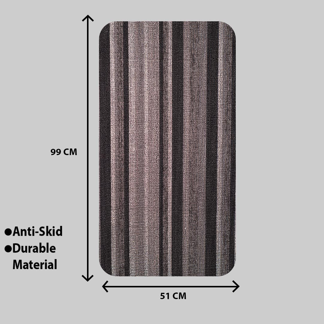 Light Grey Hoopla stripe Pvc Front Anti Skid Mat (51x99) CM