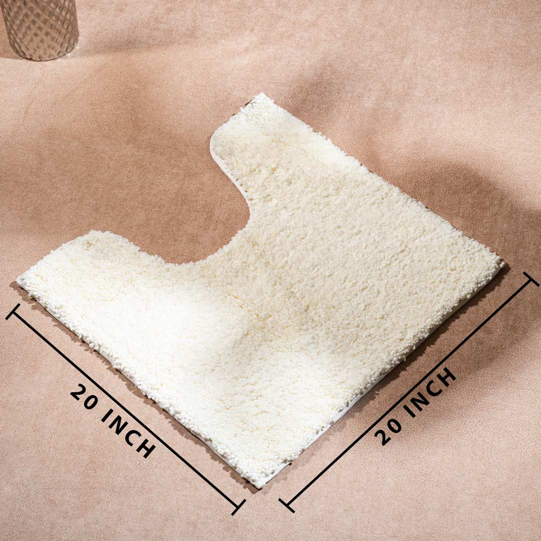 Soft Absorbent U-Shaped Pedestal Bath Mat - Cream