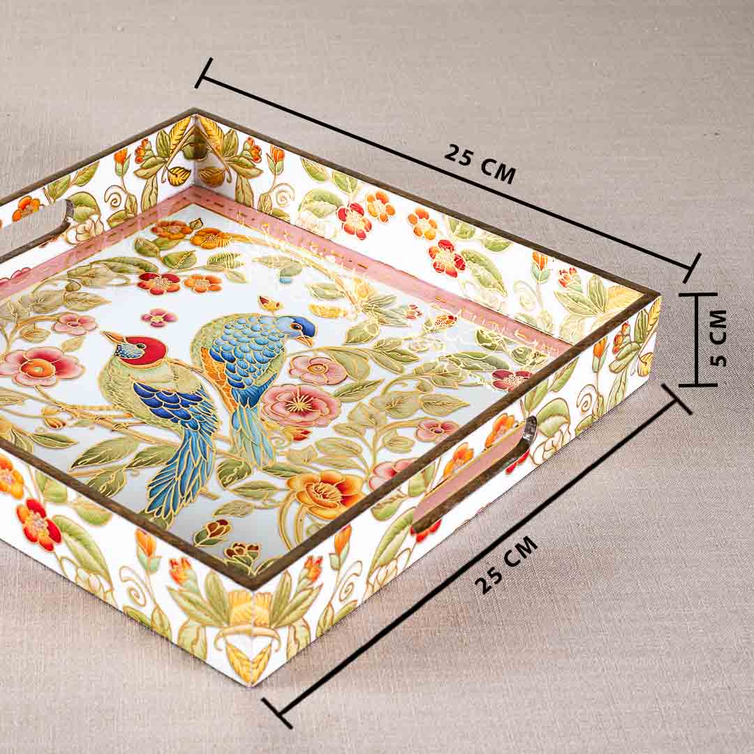 Premium Bird Square Mdf Tray Design Four 10X10 Inch