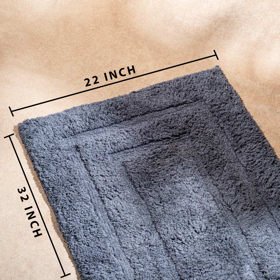 Soft Absorbent U-Shaped Pedestal Bath Mat & Rectangle Bath mat (2pc Set) - GRAPHITE GREY