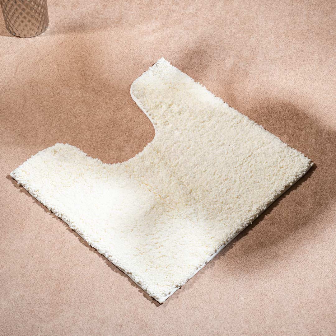 Soft Absorbent U-Shaped Pedestal Bath Mat - Cream