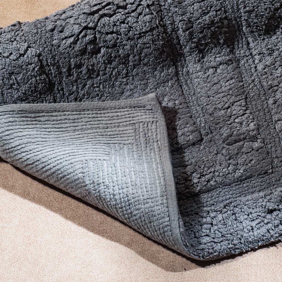 Soft Absorbent U-Shaped Pedestal Bath Mat & Rectangle Bath mat (2pc Set) - GRAPHITE GREY