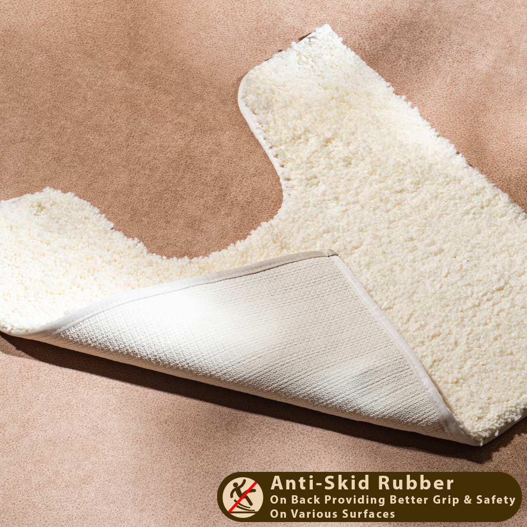 Soft Absorbent U-Shaped Pedestal Bath Mat - Cream