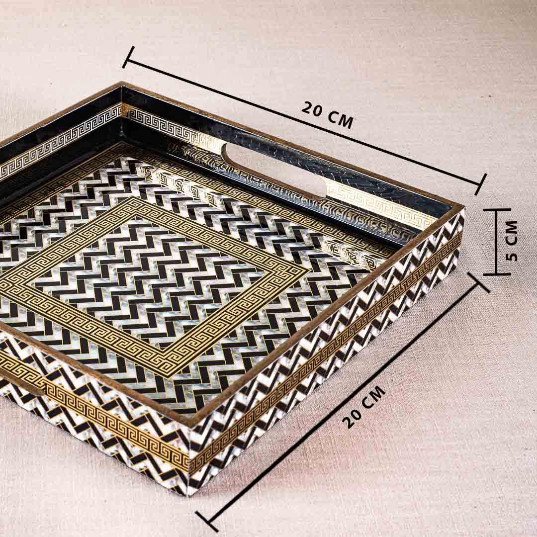 Premium Veda Weave Square Mdf Tray Design Ten 8X8 Inch