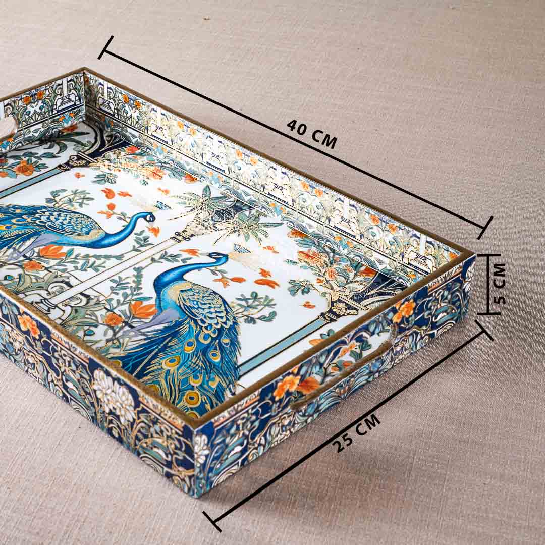 Premium Peacock Rectangle Mdf Tray