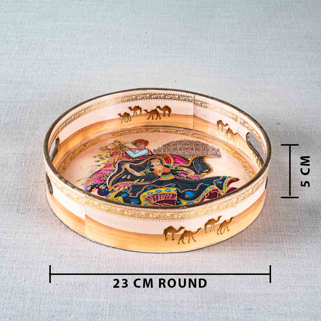 Premium Moghat Mdf Round Tray Design Eight