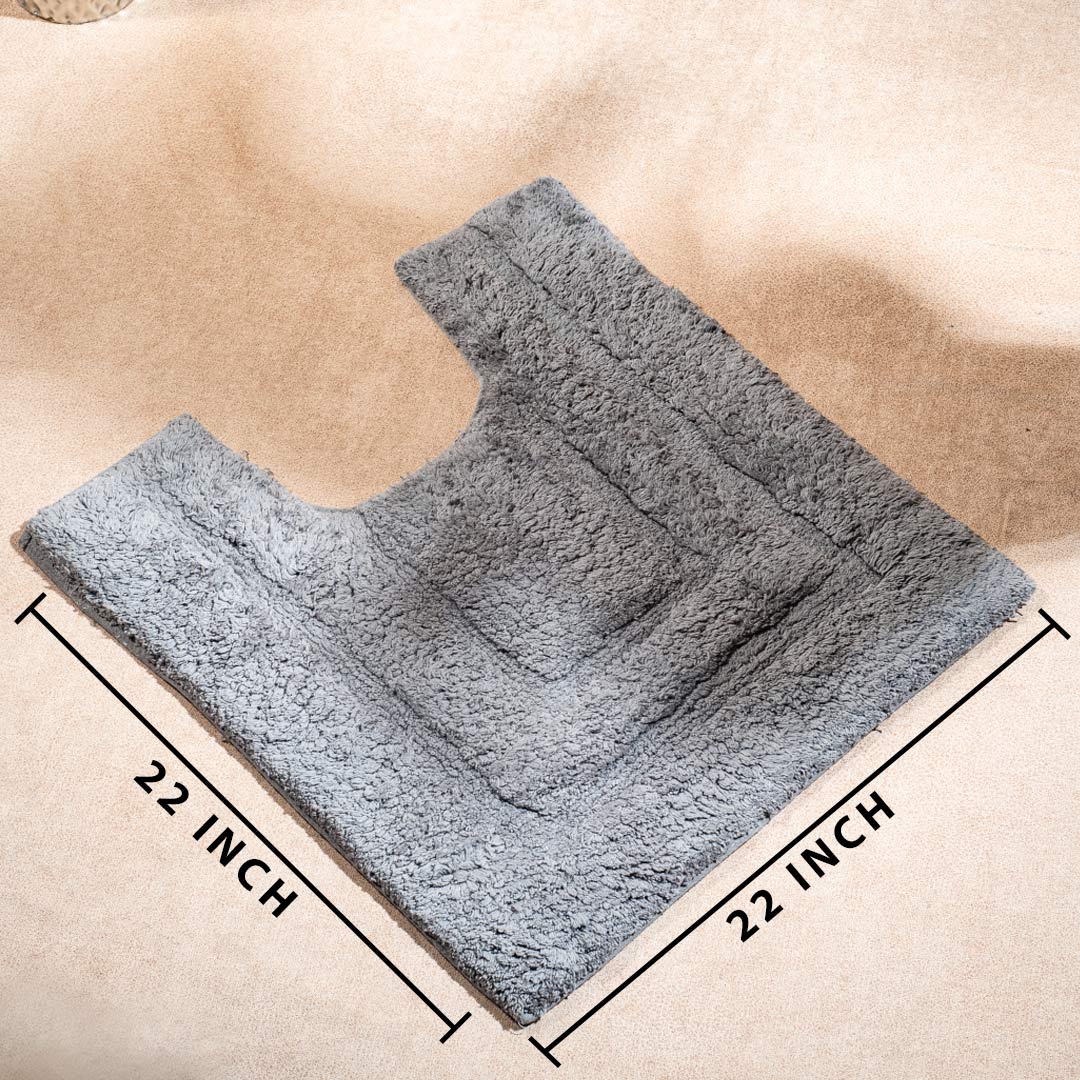 Soft Absorbent U-Shaped Pedestal Bath Mat & Rectangle Bath mat (2pc Set) - DARK GREY