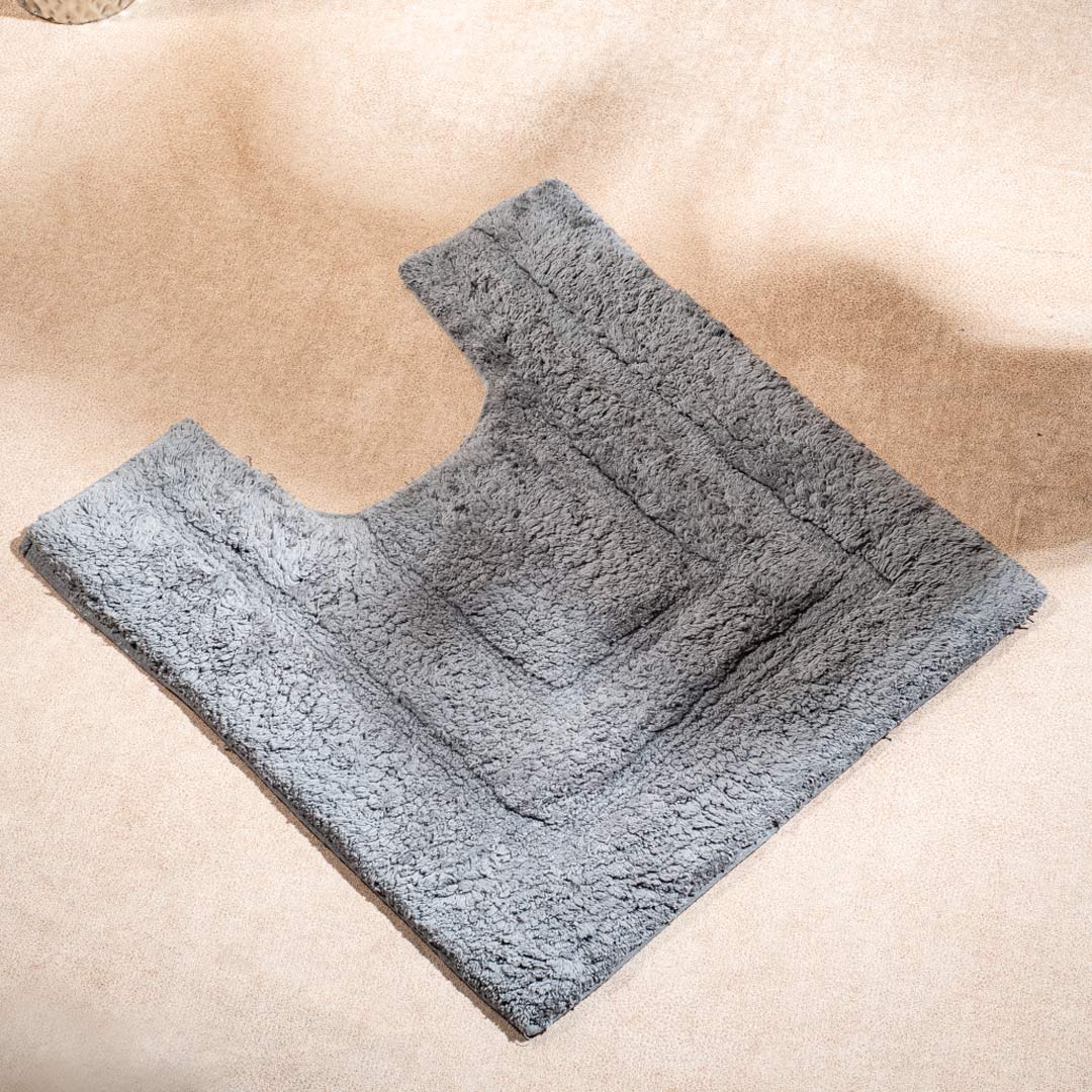 Soft Absorbent U-Shaped Pedestal Bath Mat & Rectangle Bath mat (2pc Set) - DARK GREY