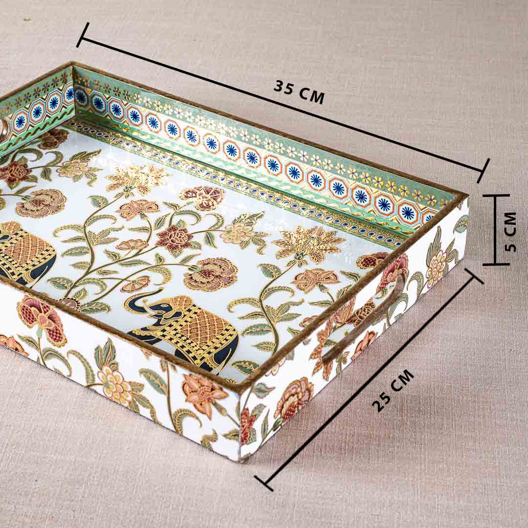 Premium Elephant Rectangle Mdf Tray Design Three 10X14X2 Inch