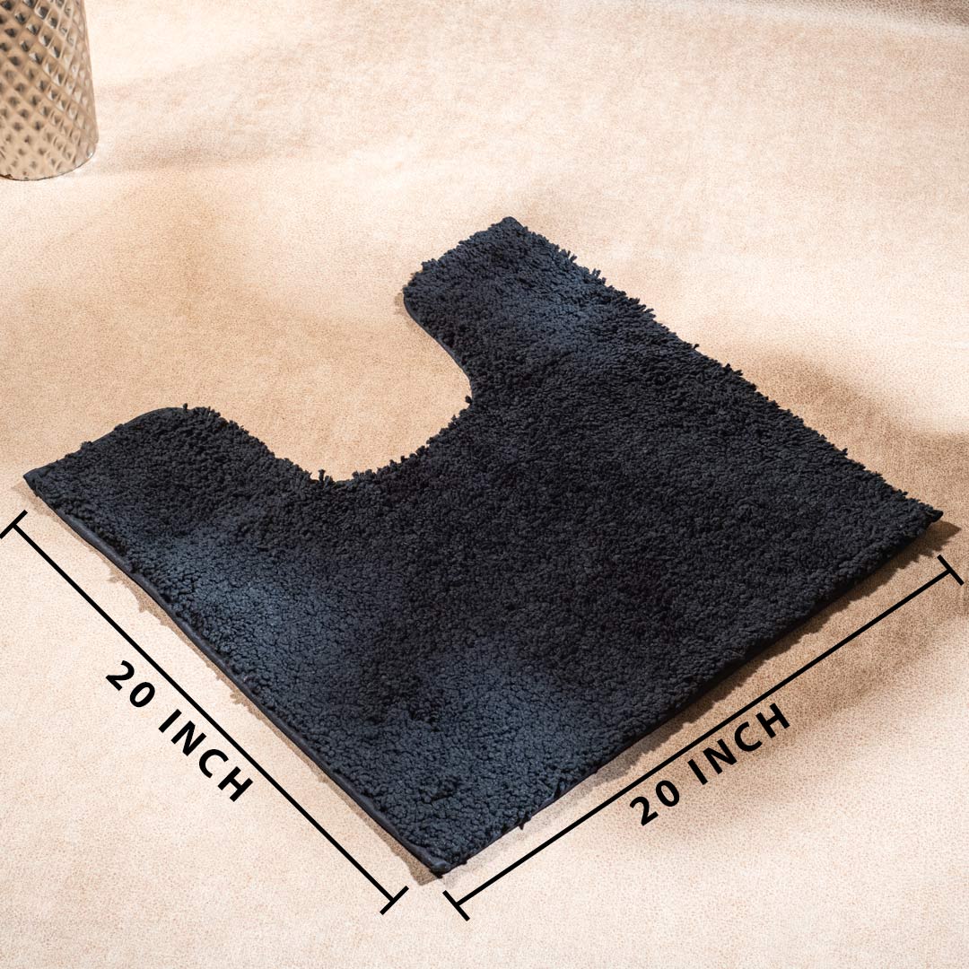 Soft Absorbent U-Shaped Pedestal Bath Mat - Black