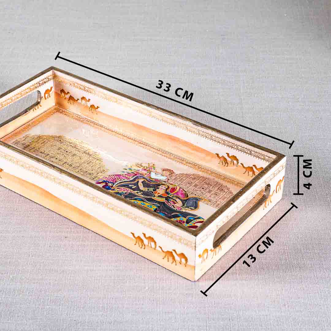 Premium Rajasthan Rectangle Mdf Tray Design Eight 13X5X1.5 Inch