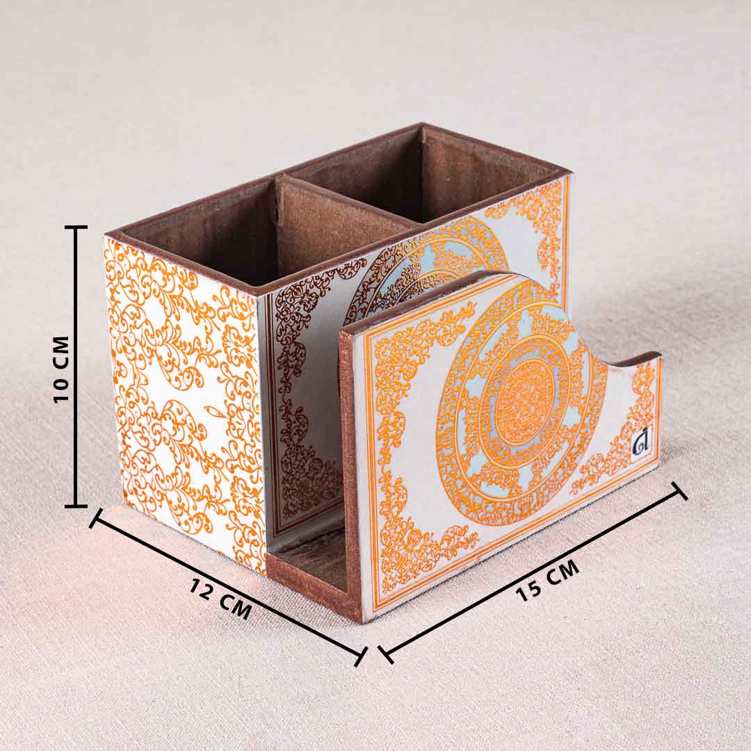 Premium Abstract Gold Mdf Cutlery Npk Holder Design Six 6X4.5X4 Inch