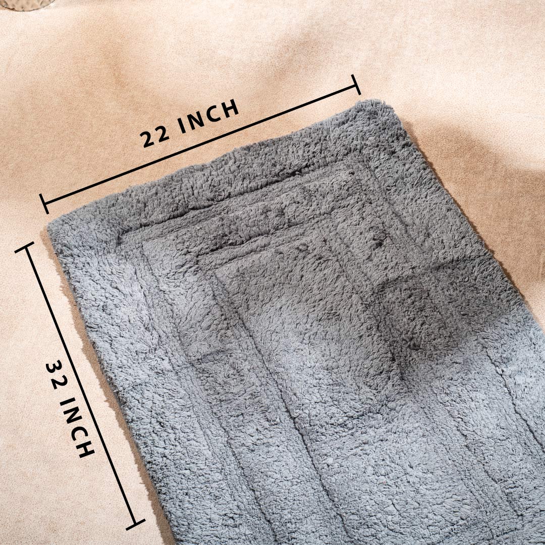 Soft Absorbent U-Shaped Pedestal Bath Mat & Rectangle Bath mat (2pc Set) - DARK GREY