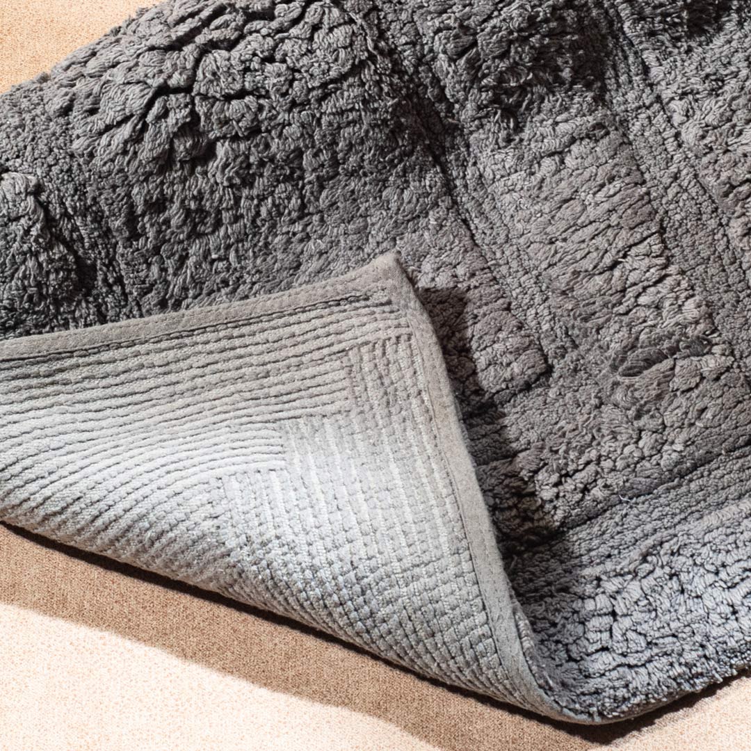 Soft Absorbent U-Shaped Pedestal Bath Mat & Rectangle Bath mat (2pc Set) - DARK GREY