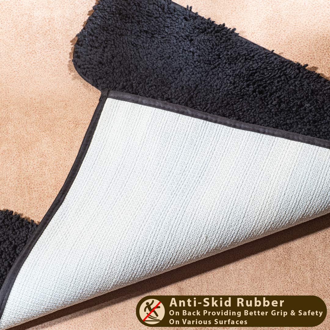 Soft Absorbent U-Shaped Pedestal Bath Mat - Black