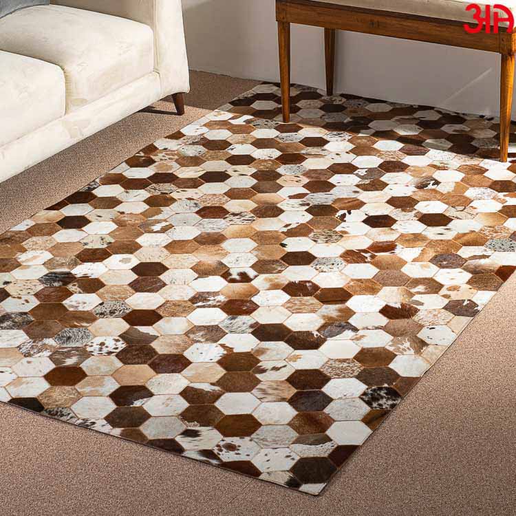 hexagon design leather carpet 4x6 feet