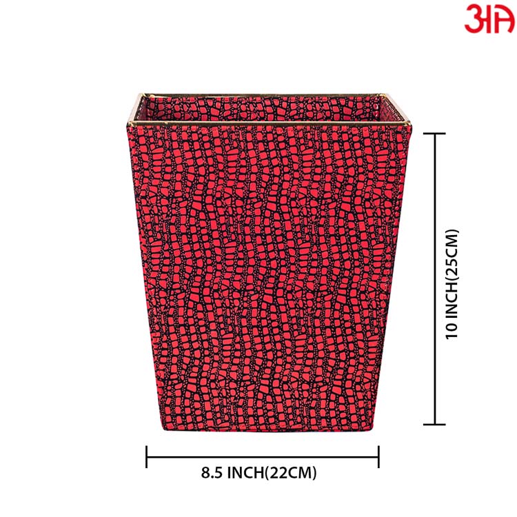 Maroon Vegan Leather Dustbin (22x25) CM