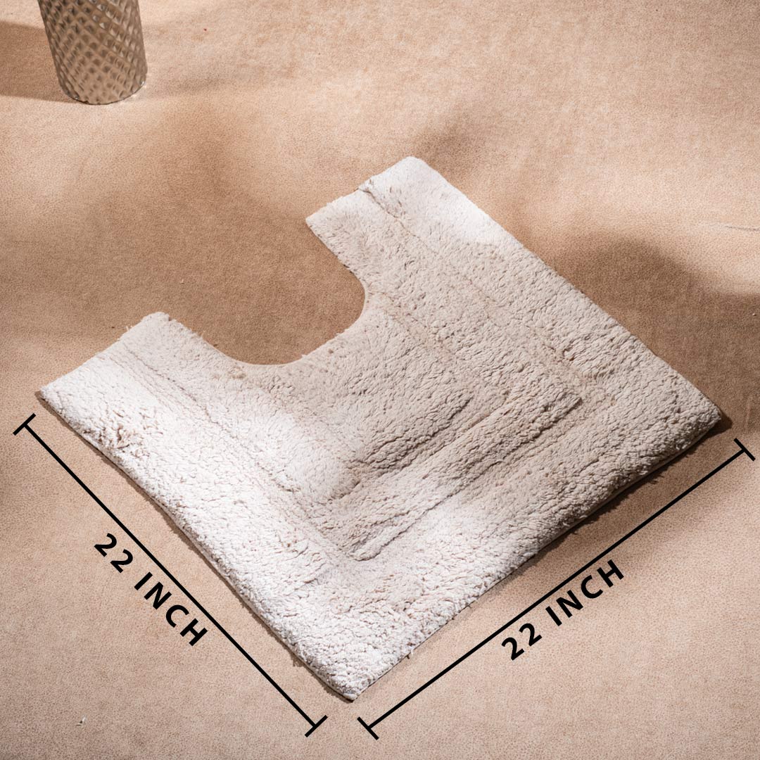 Soft Absorbent U-Shaped Pedestal Bath Mat & Rectangle Bath mat (2pc Set) - BEIGE