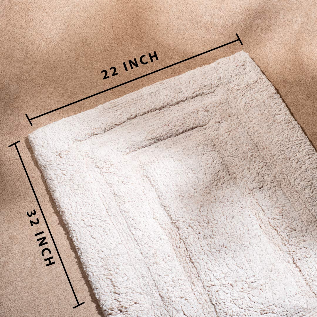 Soft Absorbent U-Shaped Pedestal Bath Mat & Rectangle Bath mat (2pc Set) - BEIGE