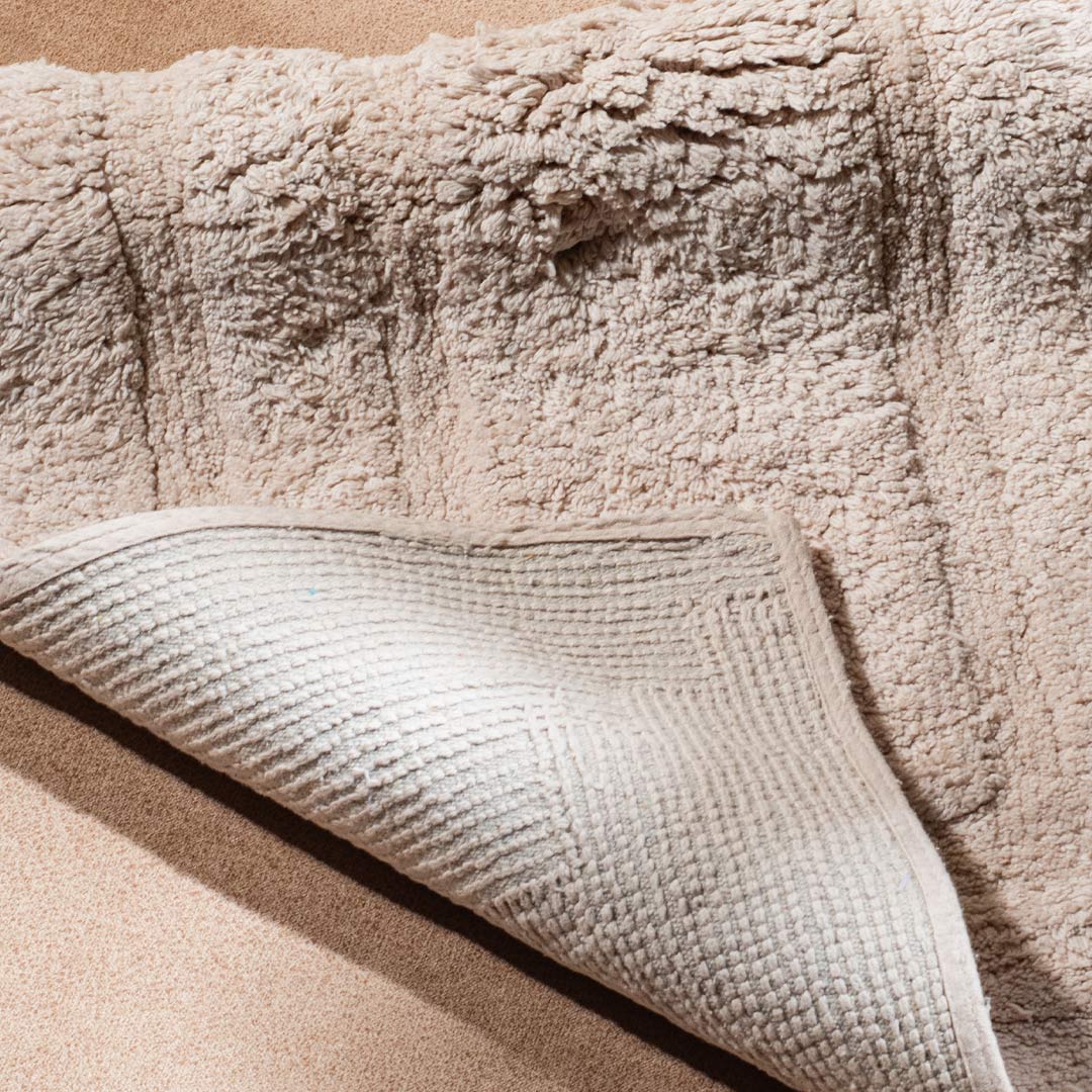 Soft Absorbent U-Shaped Pedestal Bath Mat & Rectangle Bath mat (2pc Set) - BEIGE