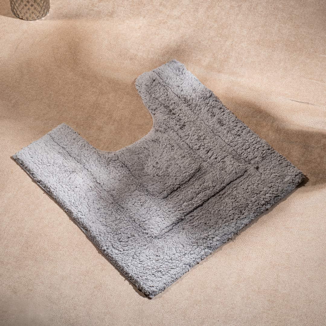 Soft Absorbent U-Shaped Pedestal Bath Mat & Rectangle Bath mat (2pc Set) - ASH