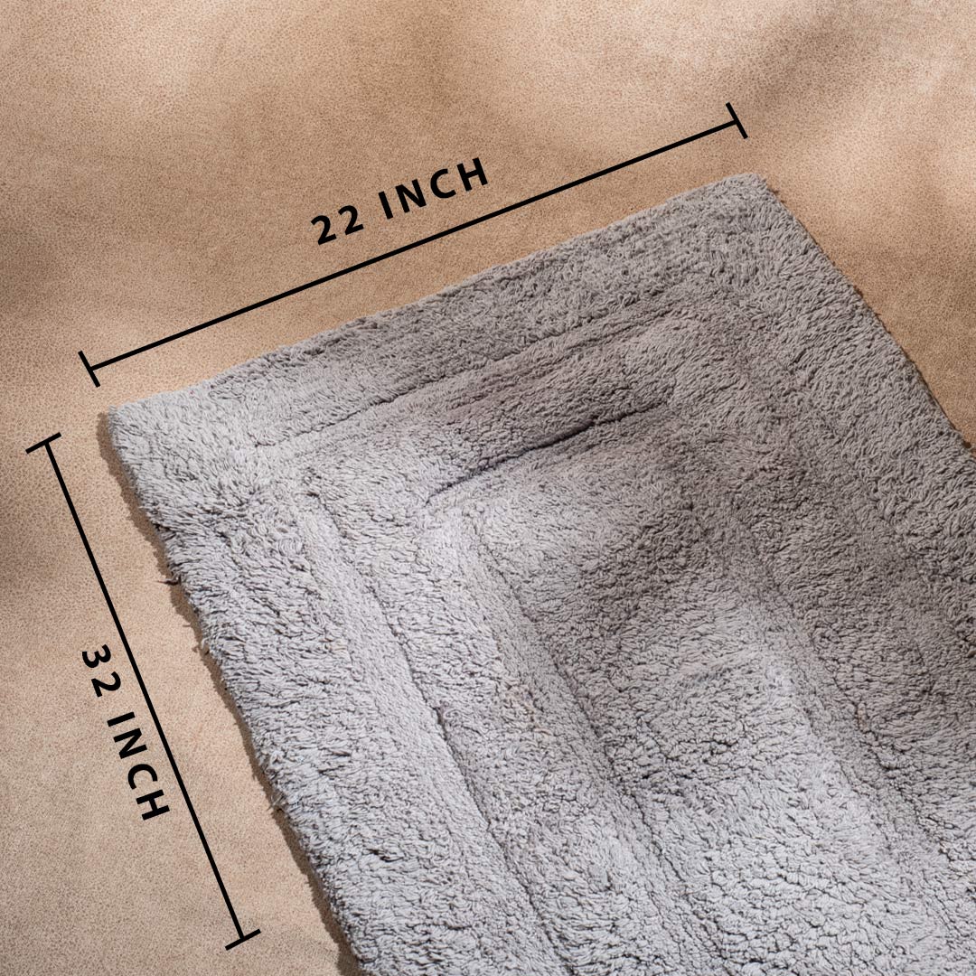 Soft Absorbent U-Shaped Pedestal Bath Mat & Rectangle Bath mat (2pc Set) - ASH