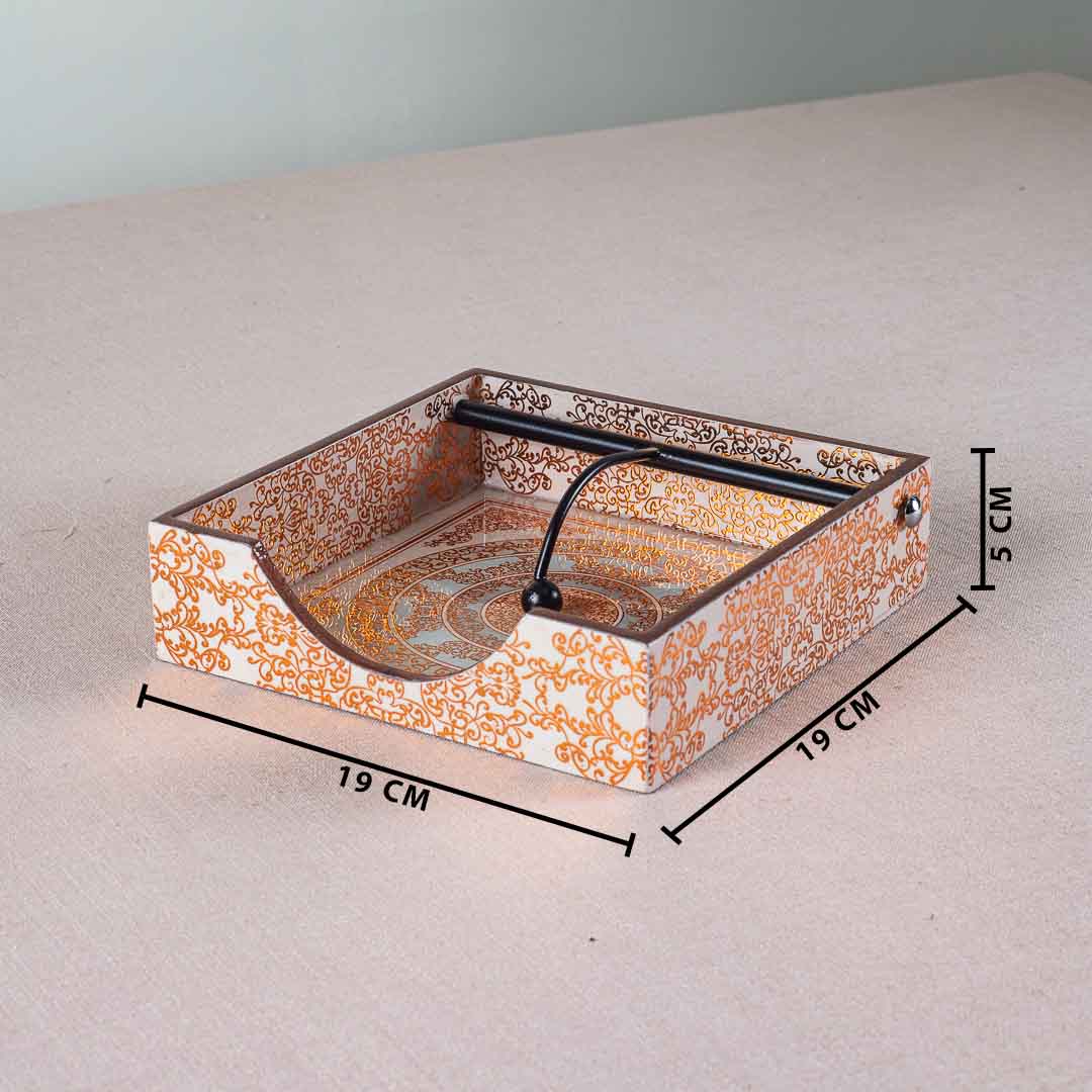 Premium Abstract Gold Square Mdf Tissue Holder Design Six 7.5 IN Square